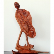 张军民《荷花》崖柏雕刻30*42*11cm