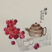 潘丽君斗方《甜蜜》卡纸50*50cm