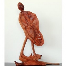 张军民《荷花》崖柏雕刻30*42*11cm